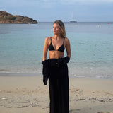 Triangle & Tie up Bikini Set - Black